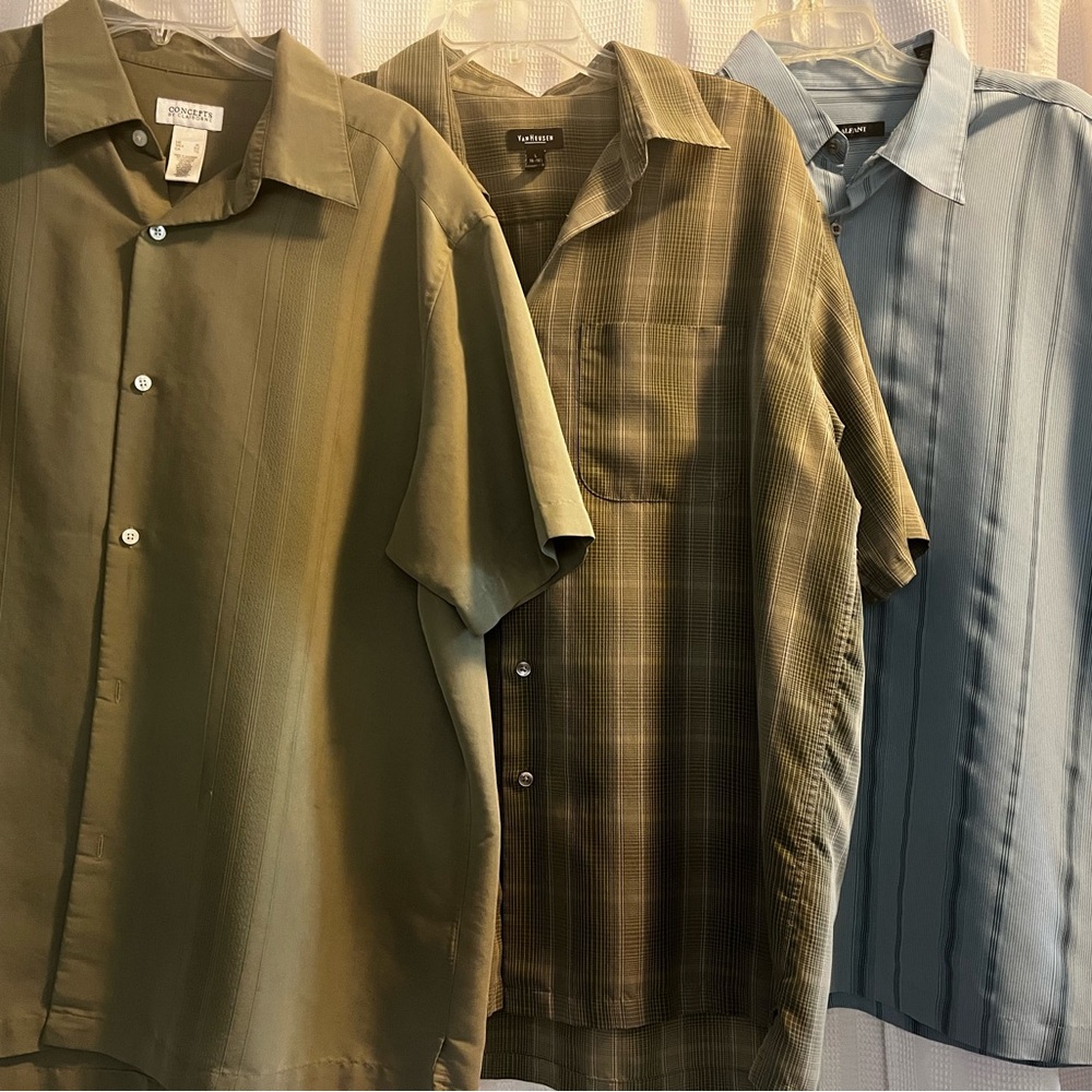 Men’s button front dress/casual short sleeve shirts. $15 for all three!